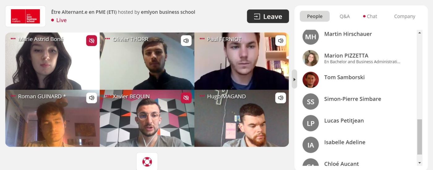 Entre conseils et entretiens, les entreprises « matchent » leurs futurs alternants à emlyon réunion Zoom
