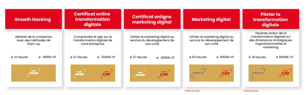 Digital au cœur de stratégie - Offre de formations