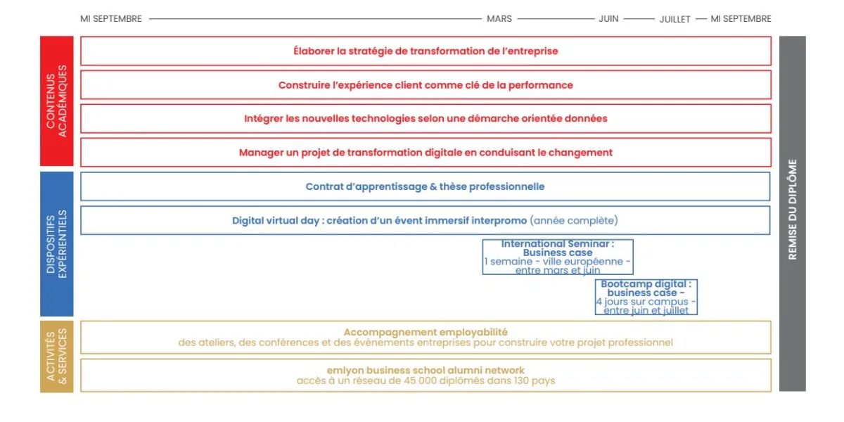 Structure programme Mastère Spécialisé Transformation Digitale, Marketing & Stratégie