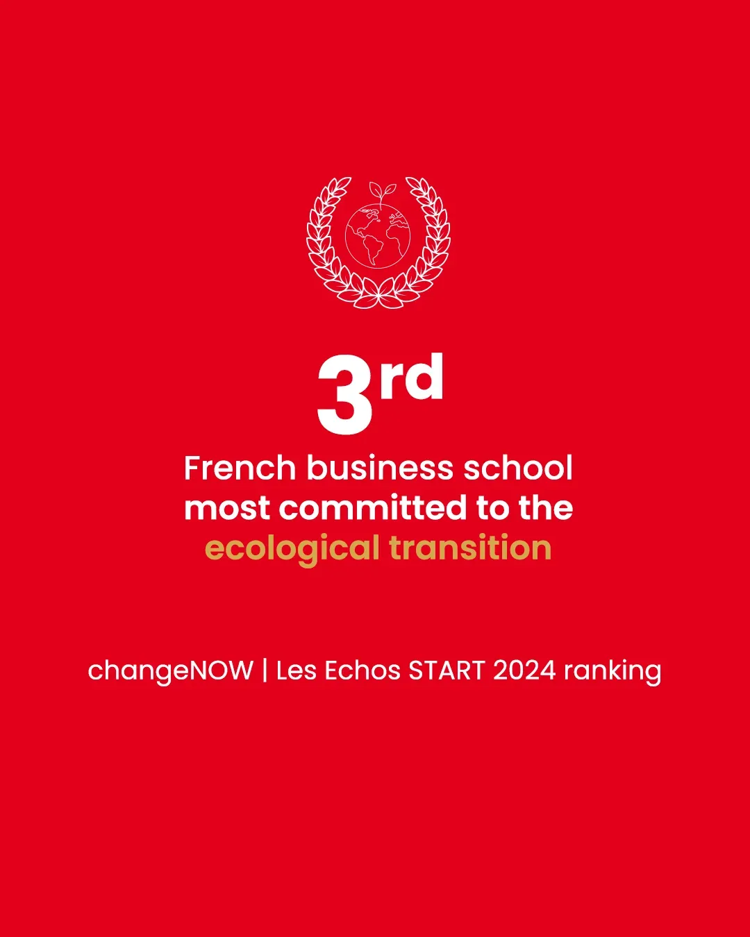 3rd French business school most committed in ecological transition